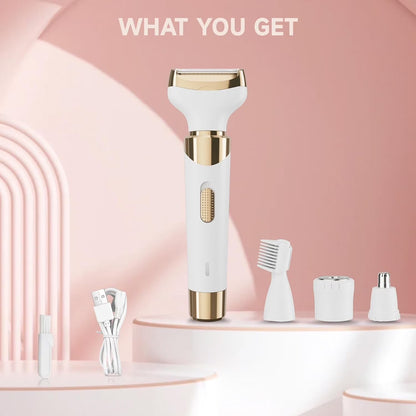 4 in 1 Electric Razors for Women, Shaver for Women, Trimmer for Women, Lady Electric Bikini Shaver for Women Pubic Hair,Portable Rechargeable Women Face Shavers for Face, Underarm and Legs