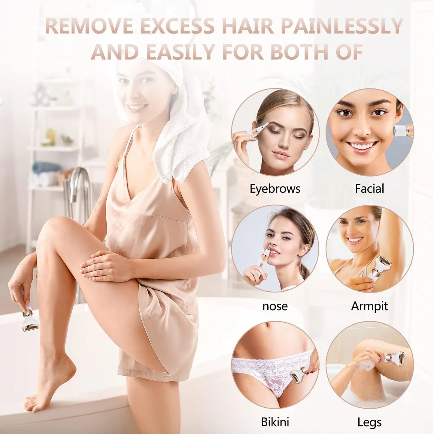 4 in 1 Electric Razors for Women, Shaver for Women, Trimmer for Women, Lady Electric Bikini Shaver for Women Pubic Hair,Portable Rechargeable Women Face Shavers for Face, Underarm and Legs