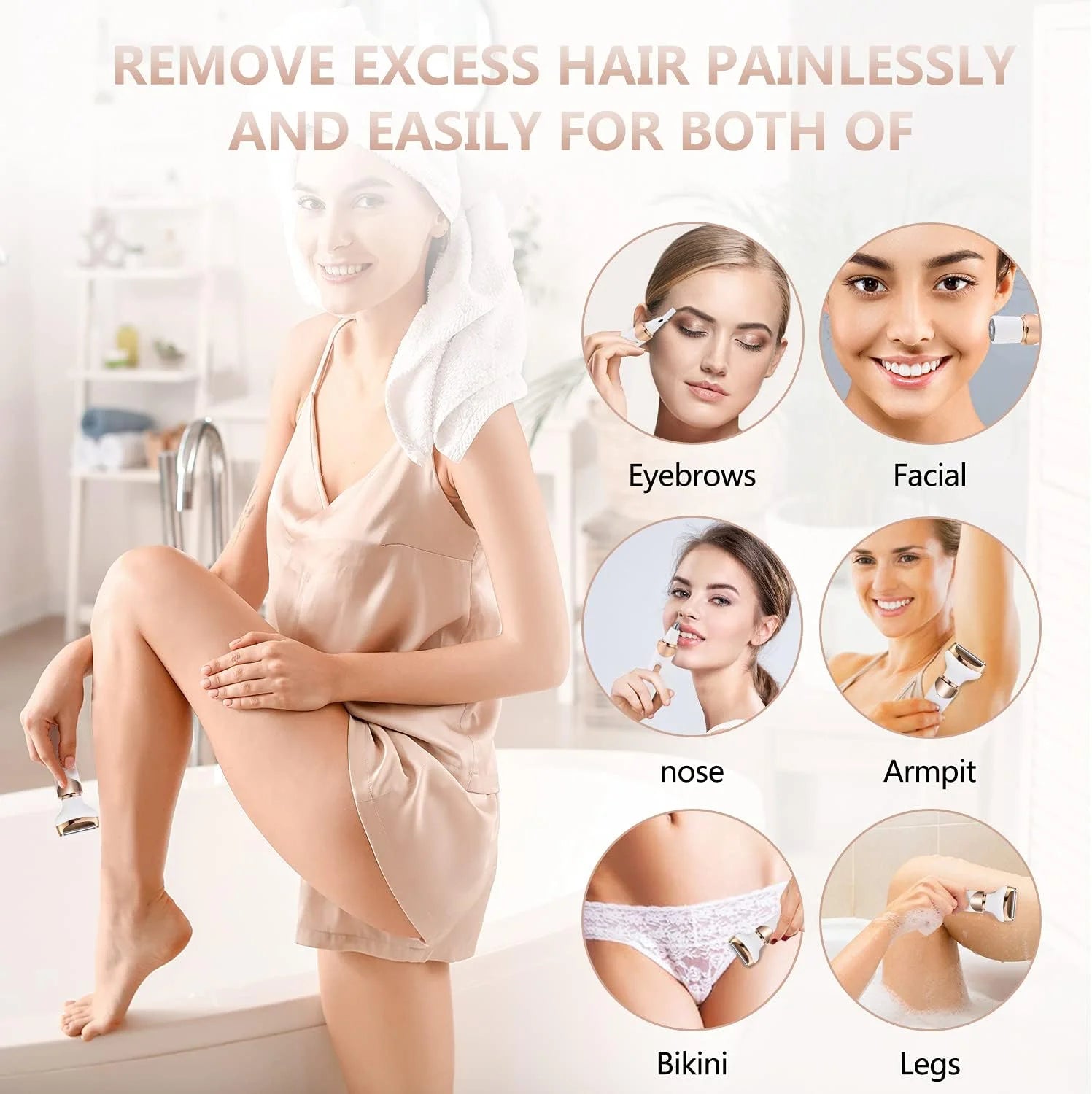 4 in 1 Electric Razors for Women, Shaver for Women, Trimmer for Women, Lady Electric Bikini Shaver for Women Pubic Hair,Portable Rechargeable Women Face Shavers for Face, Underarm and Legs